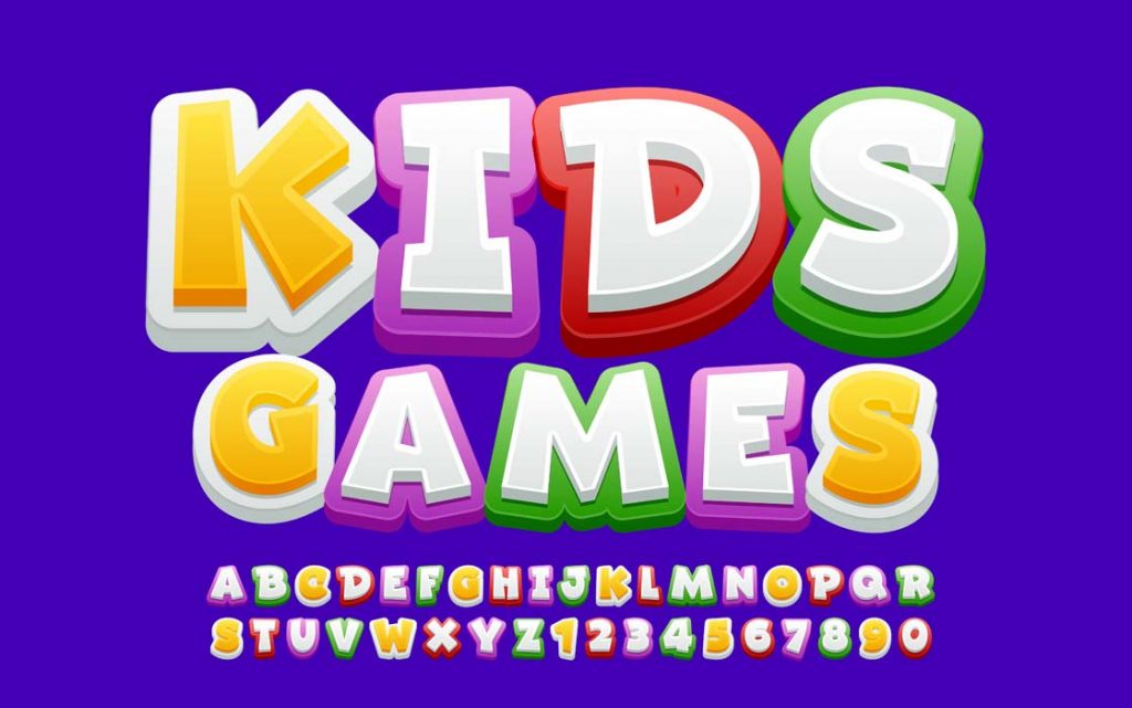 Kids Games Playful Colorful Font Alphabet Letters Numbers
