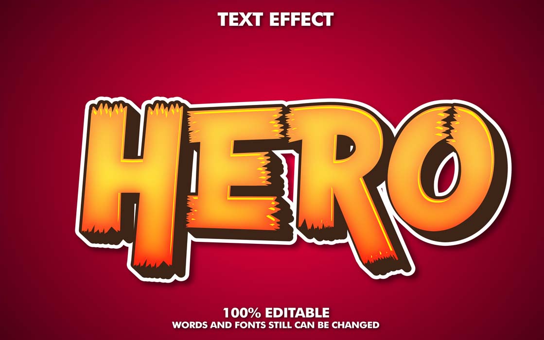Hero Sticker Label Editable Text Effect Free Download