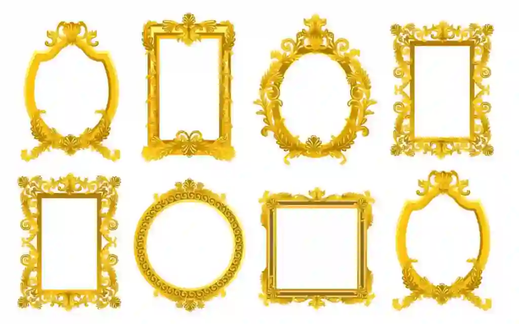 Gold Mirror Frames Set PNG Free Download 1 Gold Mirror Frames Set PNG Free Download