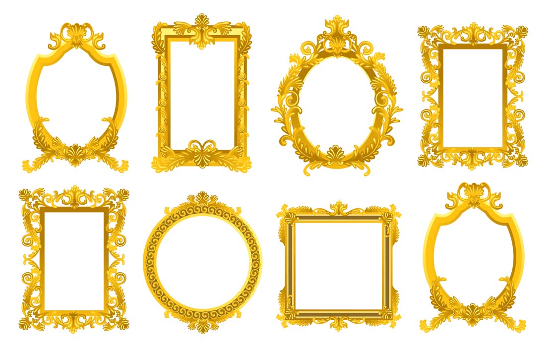 Gold Mirror Frames Set PNG Free Download