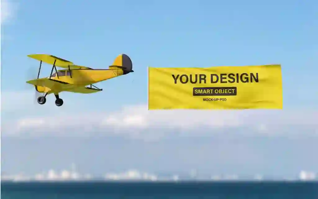 Airplane Flying Advertising Banner Mockup Free Download 1 Airplane Flying Advertising Banner Mockup Free Download