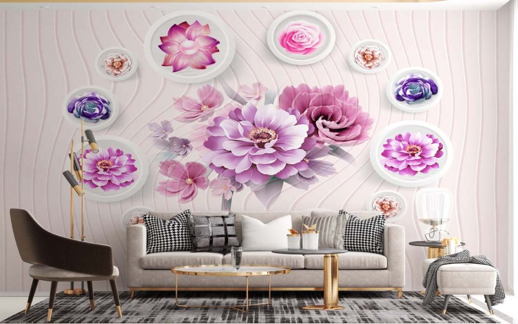 3d Pink Flowers in Circles Flex Wallpaper Free Download – Graphics Inn