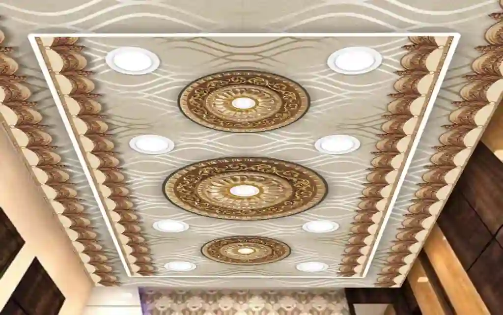 3D Golden Roof Ceiling Flex Wallpaper Free Download 1 3D Golden Roof Ceiling Flex Wallpaper Free Download