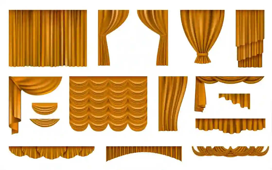 Home 19 Golden Curtains - Wavy Cloth PNG Free Download