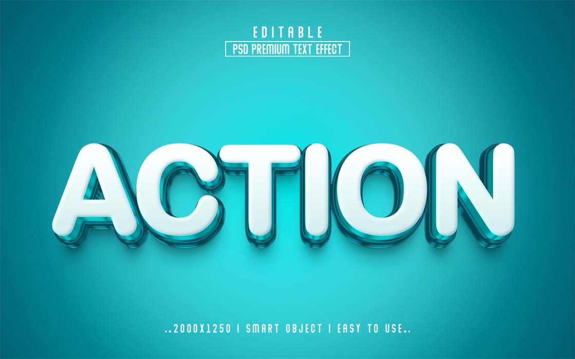 3D Premium Action Editable Text Effect Mockup Free Download