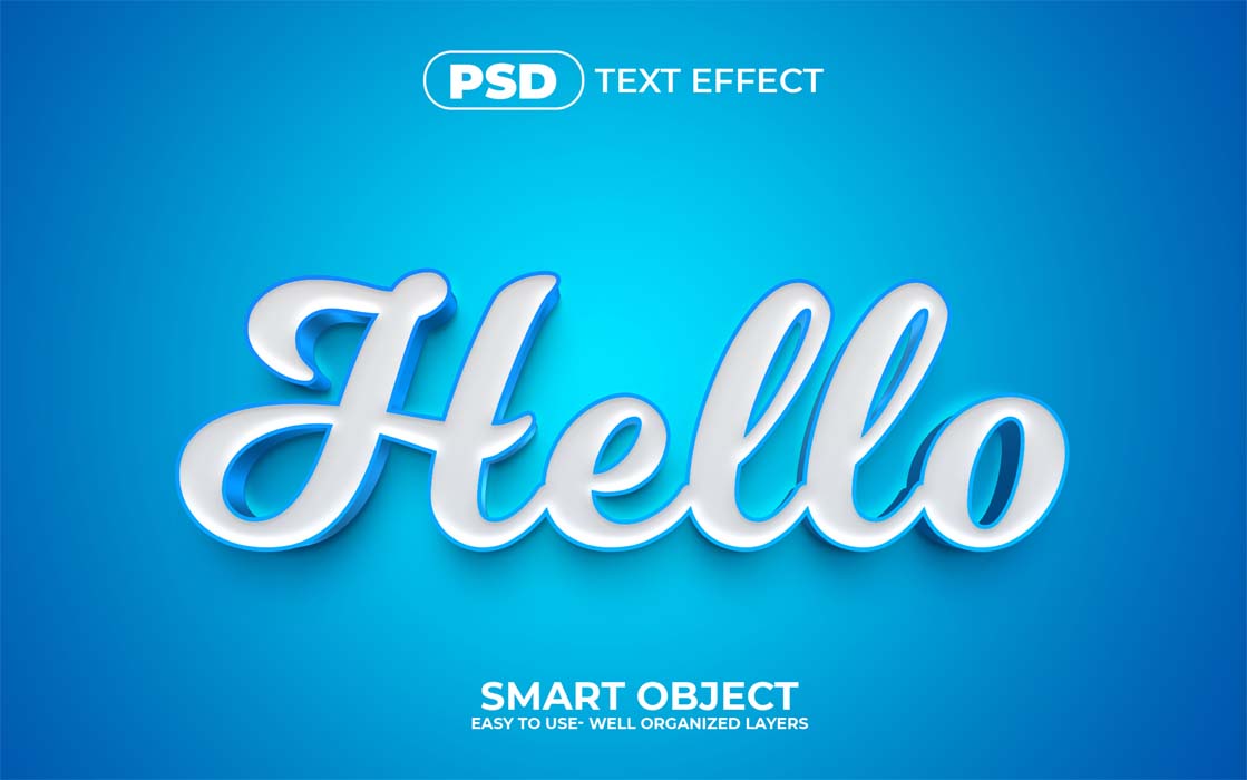 3D Premium Hello Editable Text Effect Mockup Free Download