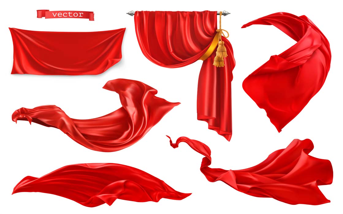 Red Curtain - Red Wavy Cloth PNG Free Download