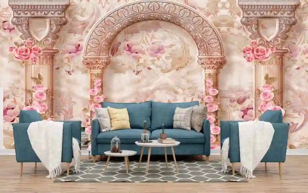 3d Floral Marble Pattern Columns Flex Wallpaper Free Download 1 223