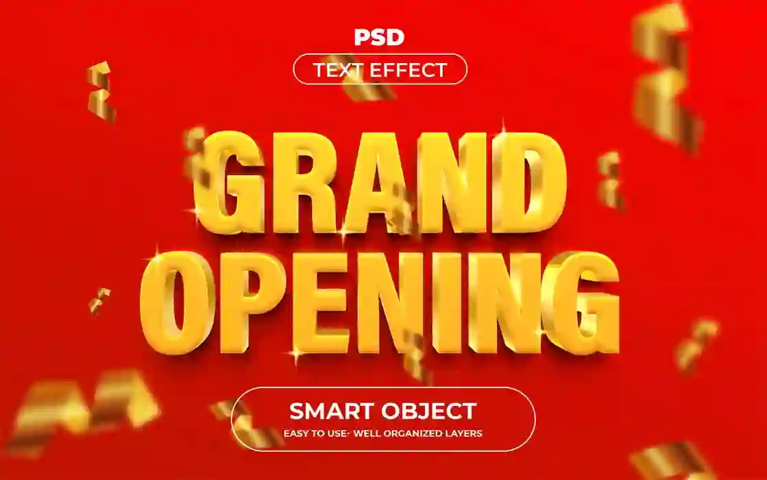 Home 20 Grand Opening 3D Editable Text Effect Mockups Free Download