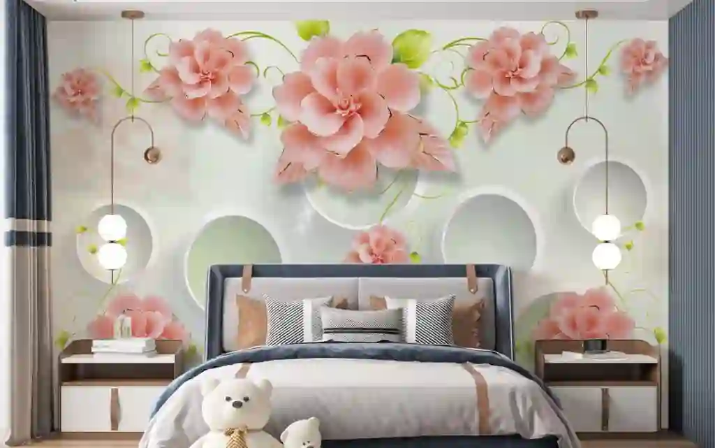 3d Pink Flower Butterfly Bedroom Wallpaper Free Download 1 7AA