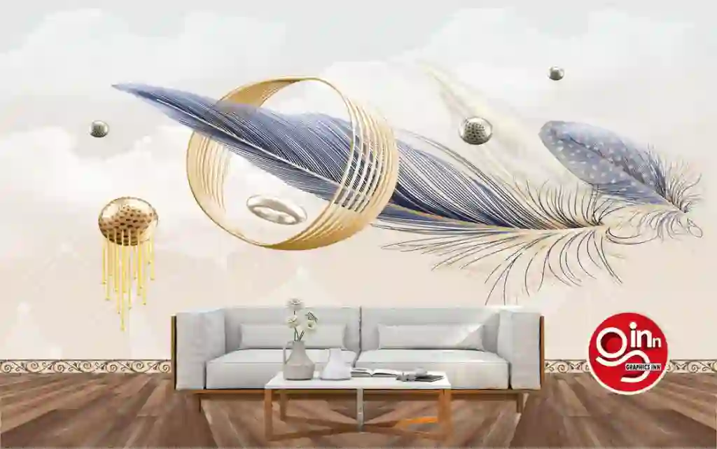 3D Hand Painted Feather Wall Decor Wallpaper Free Download 1 23
