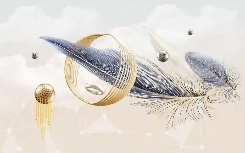 3D Hand Painted Feather Wall Decor Wallpaper Free Download 2 3D Hand Painted Feather Wall Decor Wallpaper Free Download