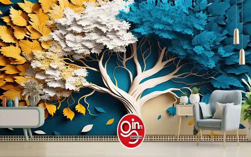 3d Colorful Tree with Leaves Abstraction Wallpaper for Interior Decor Free Download 1 3d Colorful Tree with Leaves Abstraction Wallpaper for Interior Decor Free Download