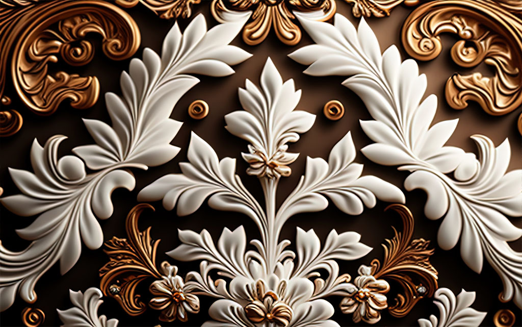 Luxury Golden and White Floral Seamless Ornament Decor Wallpaper Free Download 