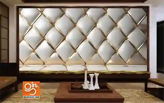 3D White Leather Gold Decore Wall Wallpaper Free Download 1 3D White Leather Gold Decore Wall Wallpaper Free Download