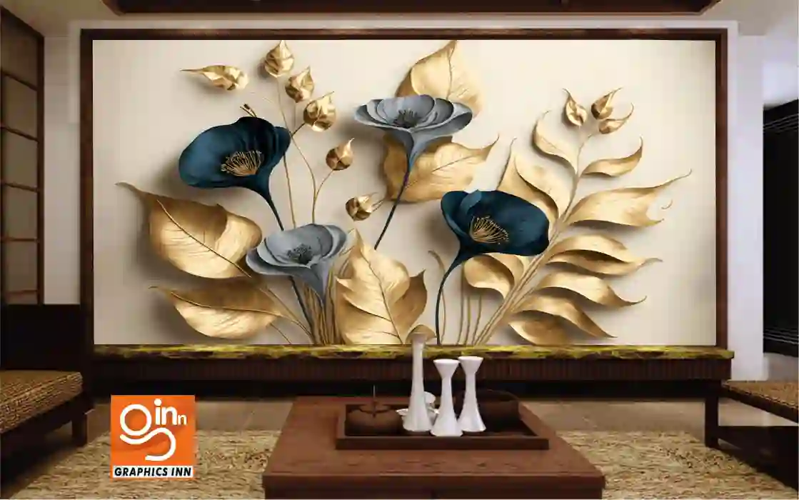 3D Elegant Golden Flowers Decore Wallpaper Free Download 1 3D Elegant Golden Flowers Decore Wallpaper Free Downloads.