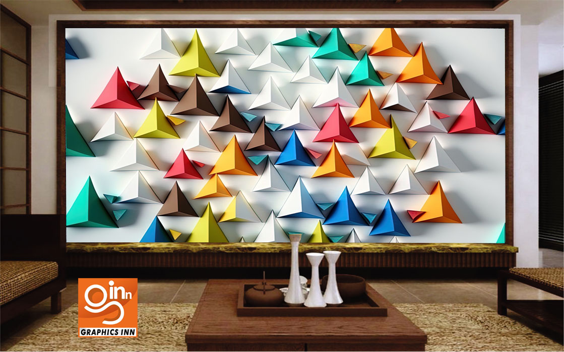 3D Triangles in Various Colors Wall Decor Wallpaper