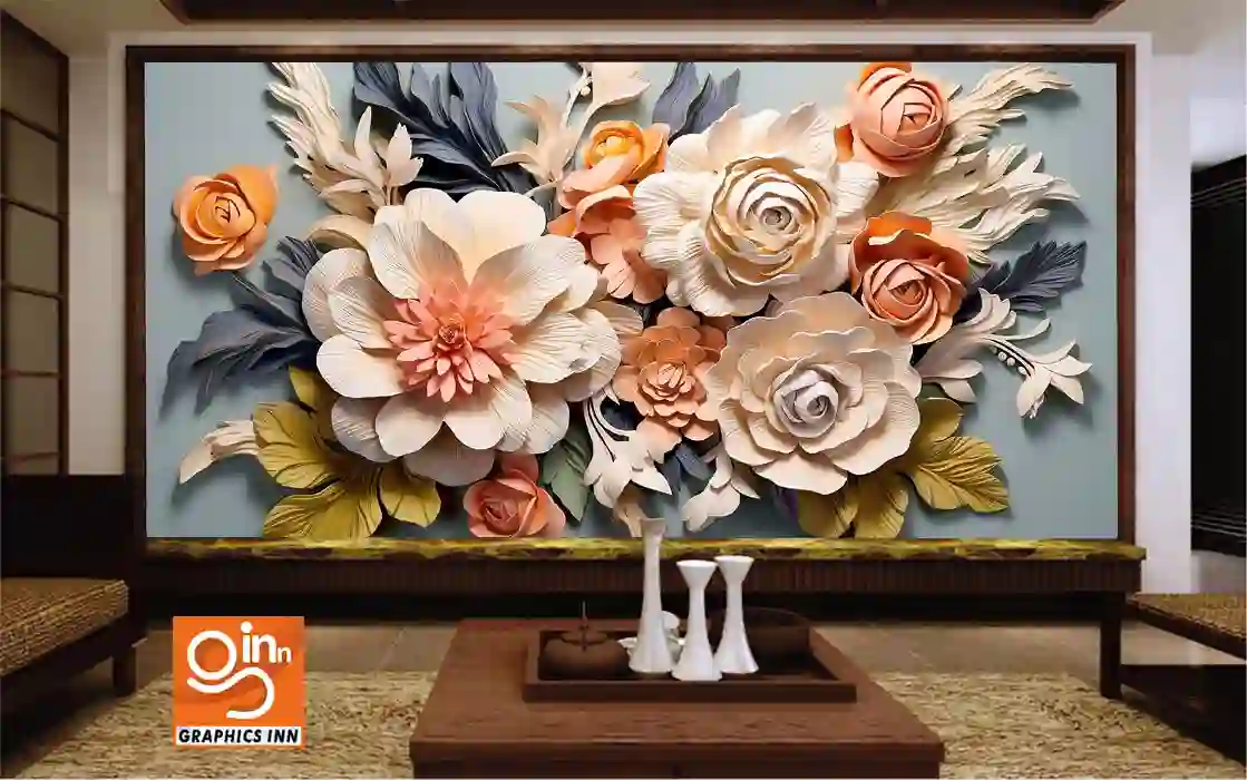 Home 18 3D Flowers Volumetric Wall Decor Wallpaper Free Download