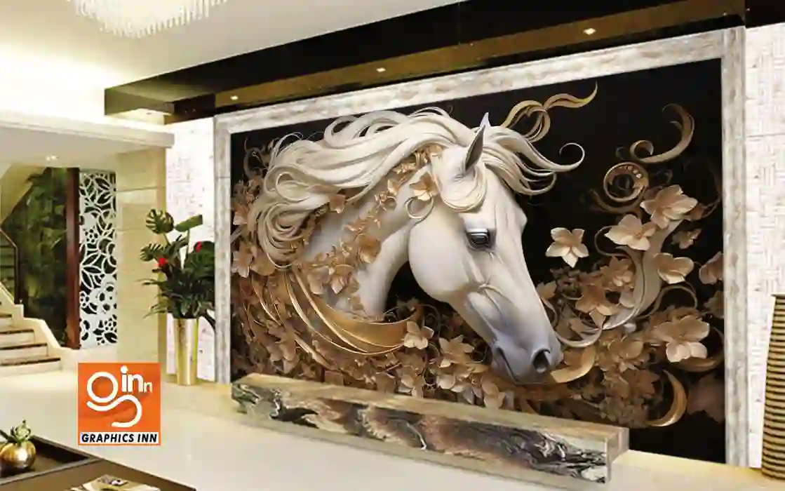 3D Horse Sculpture Wall Mural Decor Wallpaper 3 3D Horse Sculpture Wall Mural Decor Wallpaper