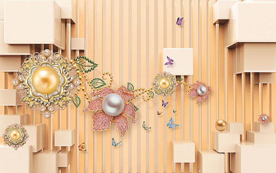 3D Jewellery wallpaper - Brown Wall Decor Wallpaper Free Download.