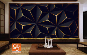 3D wallpaper - Triangle Solid Black Gold Wallpaper Free Download.