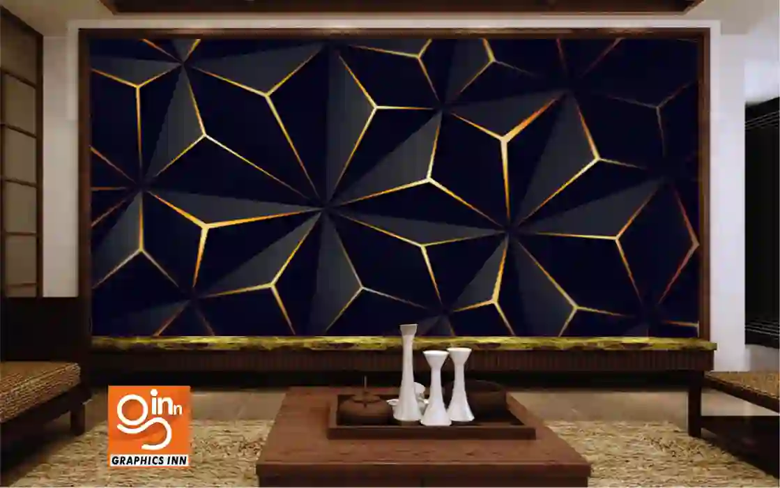 Home 14 3D wallpaper - Triangle Solid Black Gold Wallpaper Free Download.