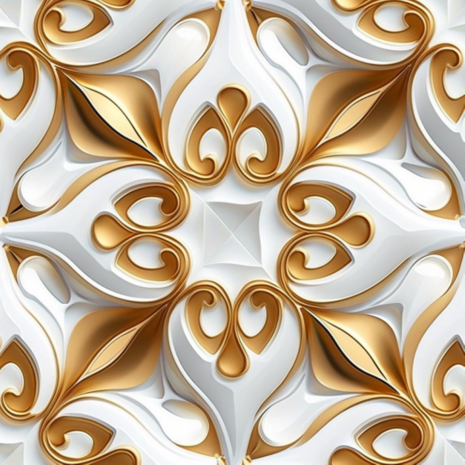 3d pattern with gold white colors