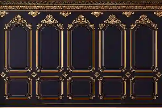 3D Classic Wall Panels - Golden Wallpaper - 3D Wood Panels 2 3D Classic Wall Panels - Golden Wallpaper - 3D Wood Panels
