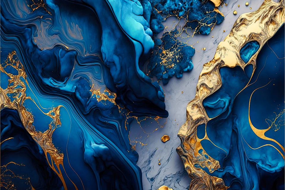 3D Marble Texture Oil Paint - Blue Marble Wallpaper