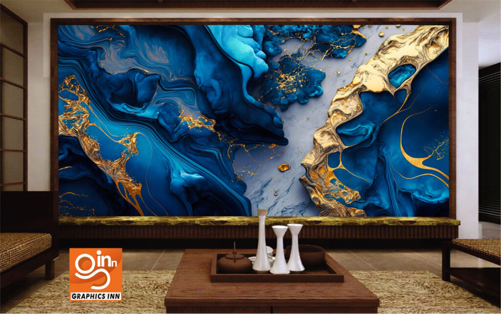 3D Marble Texture Oil Paint – Blue Marble Wallpaper