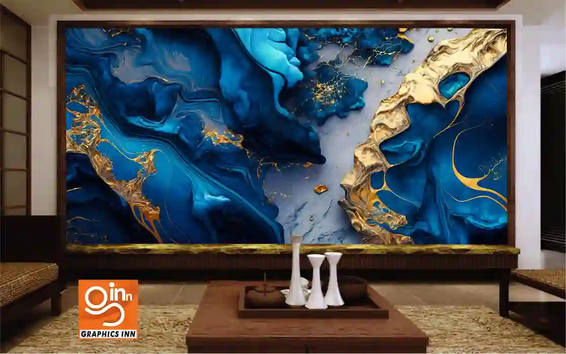 Home 21 3D Marble Texture Oil Paint - Blue Marble Wallpaper
