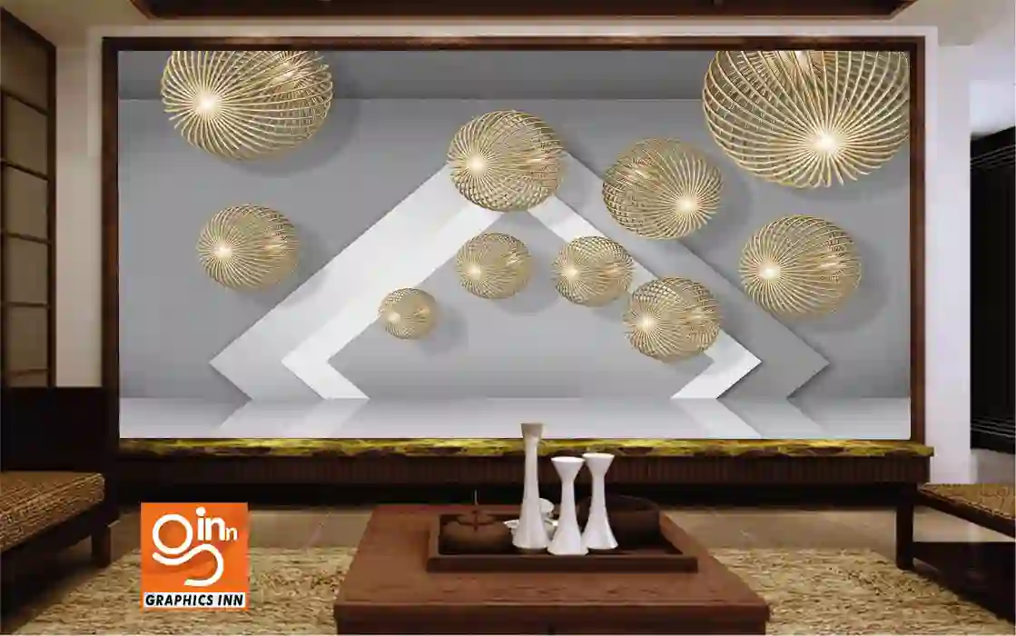 3D Golden Painting Wallpaper - Interior Decor Wallpaper 1 Front 4