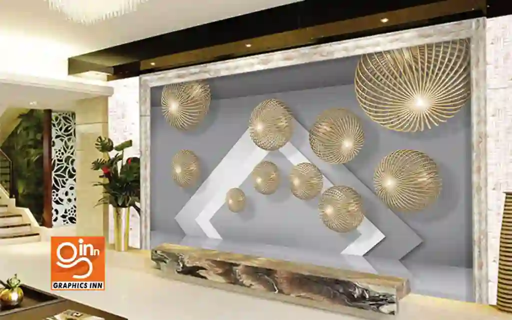 3D Golden Painting Wallpaper - Interior Decor Wallpaper 2 3D Golden Painting Wallpaper - Interior Decor Wallpaper