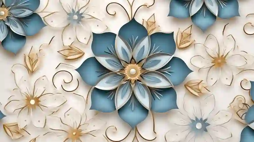 Blue Gold Flower Design Garden Blue House Free Download 1 Blue Gold Flower Design Garden Blue House Free Download