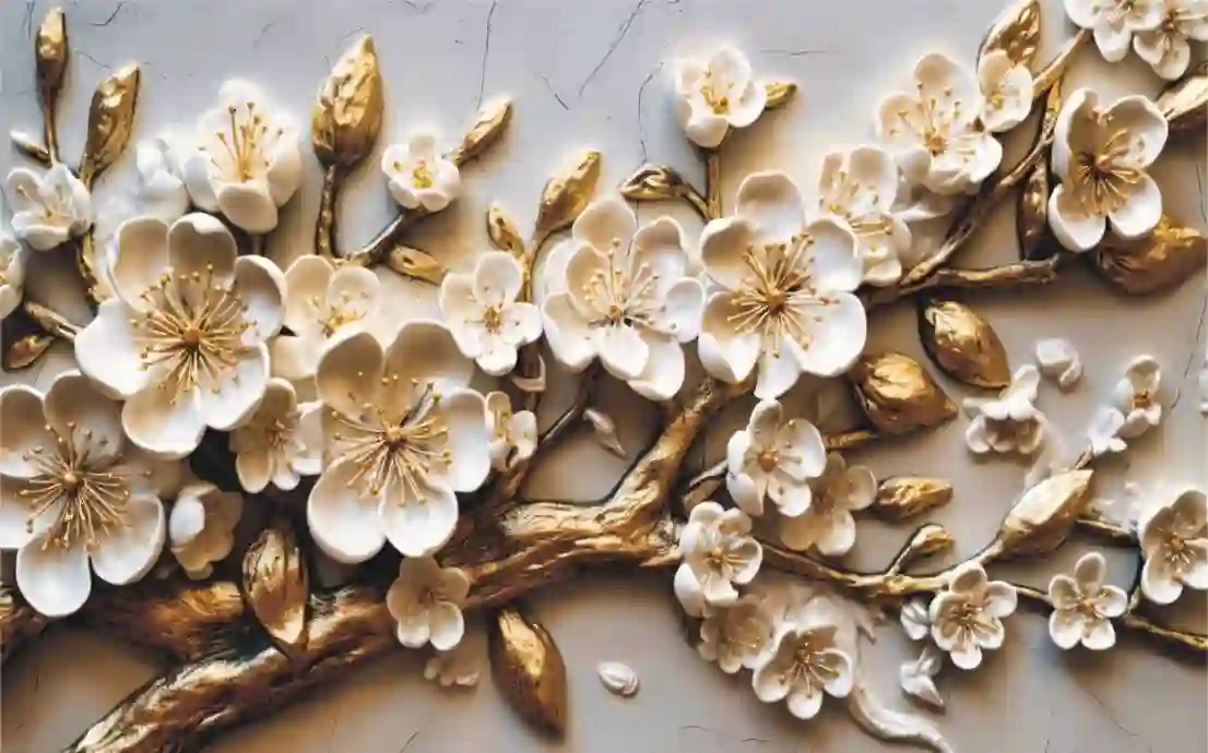 Cherry Blossom Wall Art Beige 1 Cherry Blossom Wall Art Beige