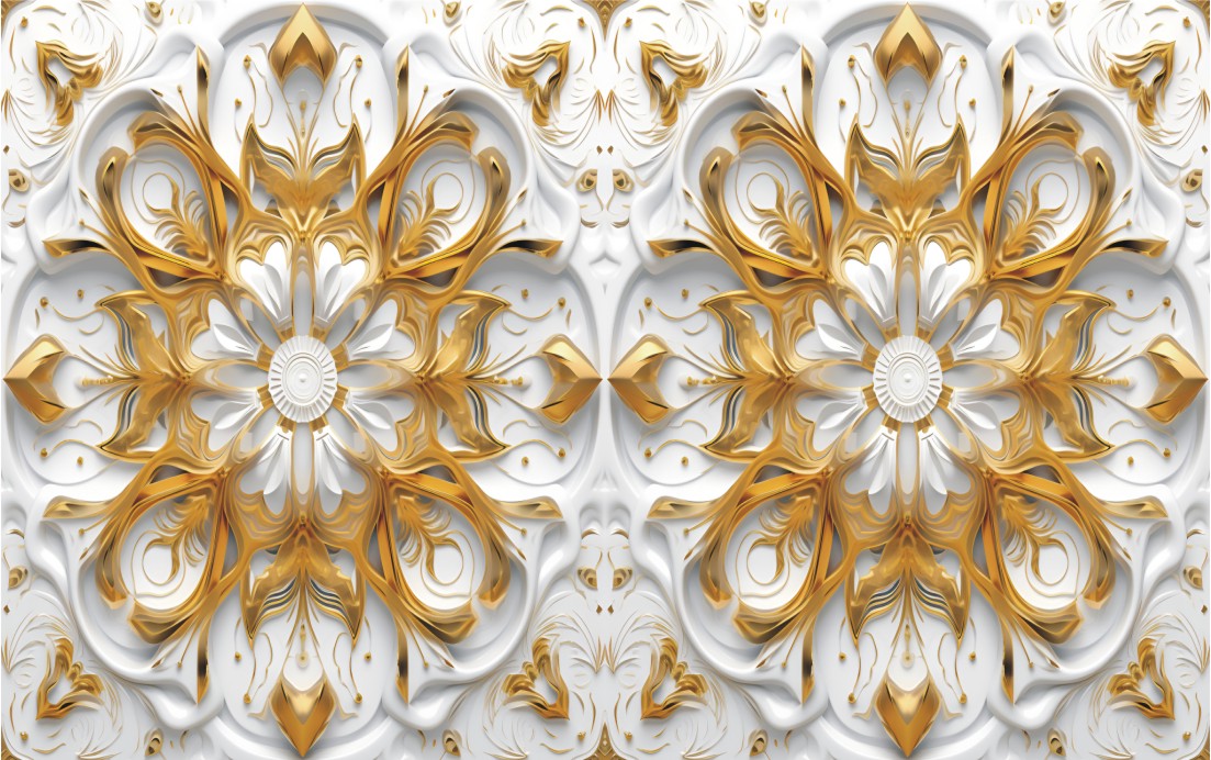 Gold White 3D Pattern White Background Royalty free Illustration
