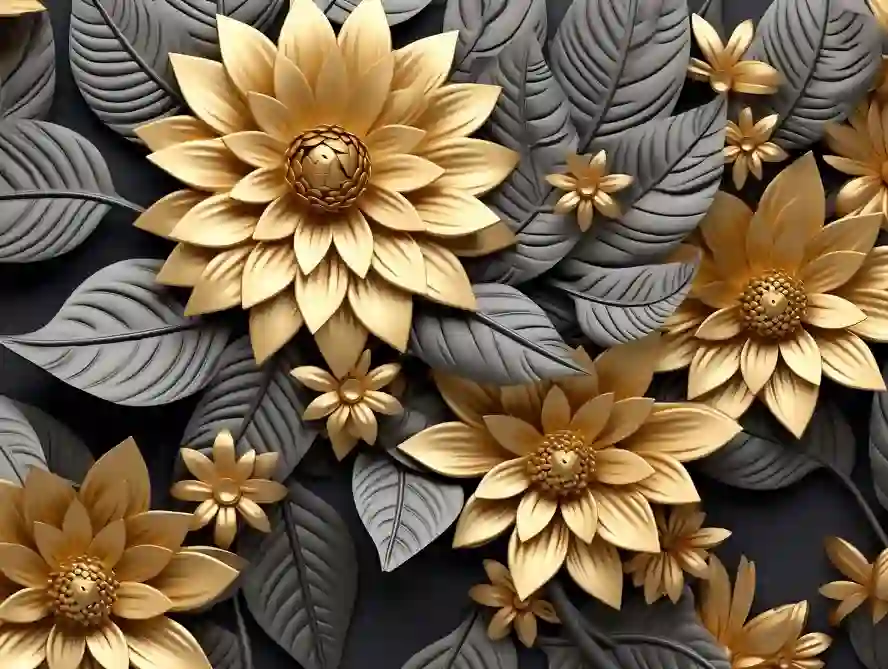 Golden Floral Background Gold flowers Free Download 1 golden floral background gold flowers 4k abstract vintage flower design mural art