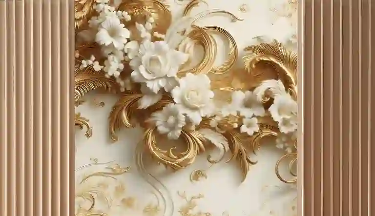 3D Luxury Classic Golden Floral Wallpaper - Golden Wallpaper 3 15