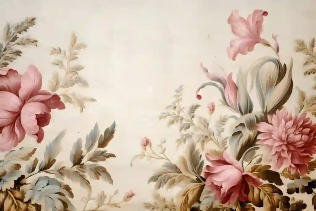 Charming Floral Illustrations Beige, Pink, and Green Renaissance-Inspired Background 3 Charming Floral Illustrations Beige Pink and Green Renaissance Inspired Background