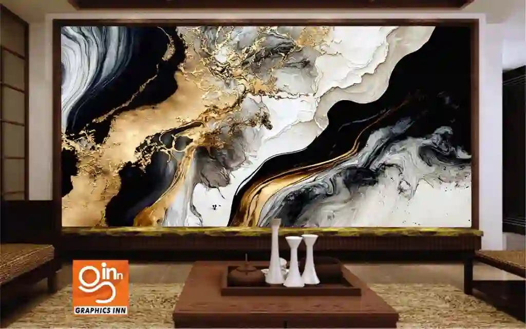 Marble and Ink Abstract a Colorful Close-Up 3D Wallpaper Painting 1 Front 14