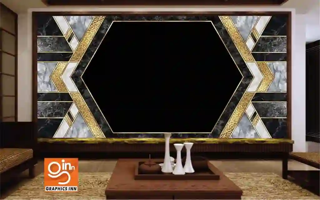 Minimalist Geometric Pattern Marble Mosaic with Blank Copy Space 3D Wallpaper 1 Front 23