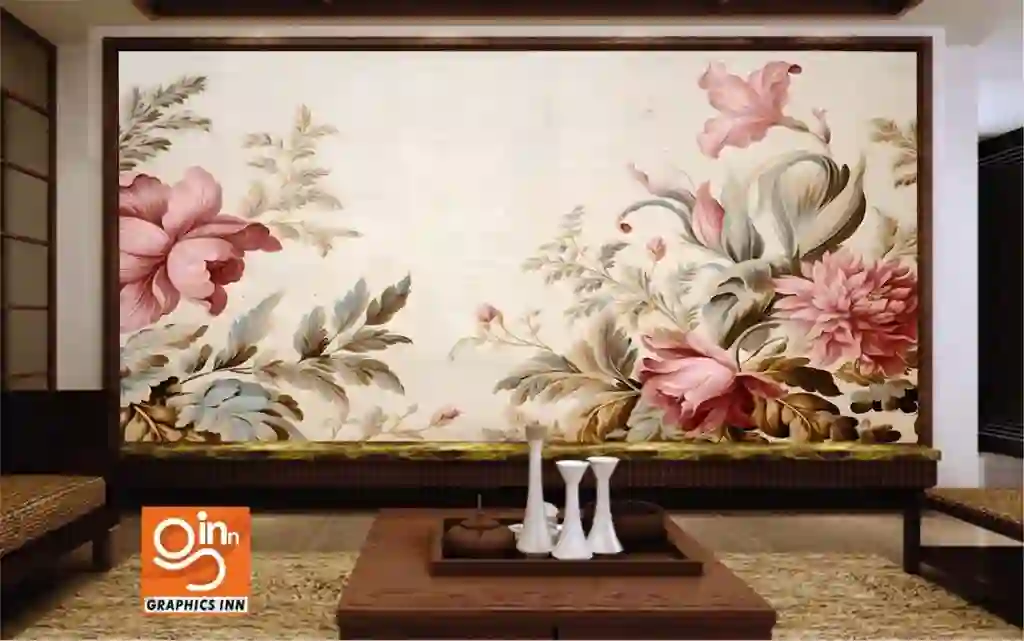 Charming Floral Illustrations Beige, Pink, and Green Renaissance-Inspired Background 1 Front 38