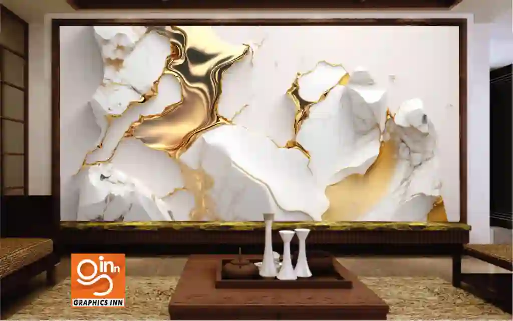 3D Wallpaper White Marble Textured Background Abstract Design 1 Front 4