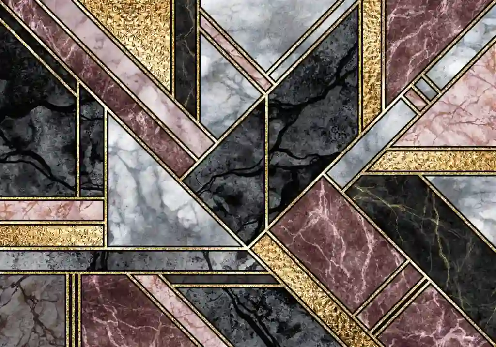 Geometric Fashion Marbling Illustration Black, White, Pink, and Gold Mosaic Background 3 Geometric Fashion Marbling Illustration Black White Pink and Gold Mosaic Background