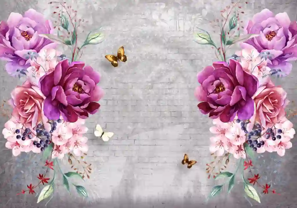 High-Quality 3D Wallpaper Realistic Texture with White and pink flowers 3 High Quality 3D Wallpaper Realistic Texture with White and pink flowers