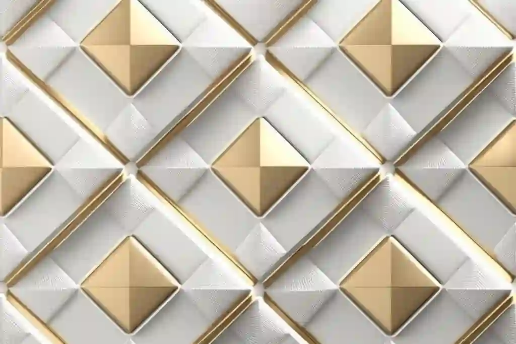 Luxurious 3D Wallpaper White Leather Geometry Tiles with Golden Stripes 3 Luxurious 3D Wallpaper White Leather Geometry Tiles with Golden Stripes