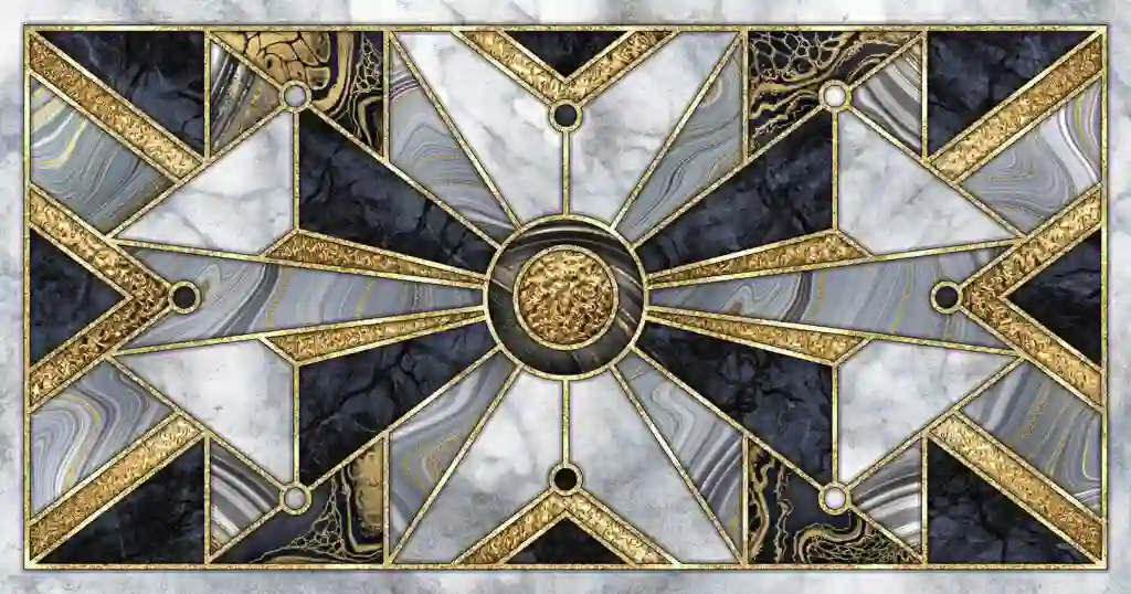 Modern 3D Wallpaper with Marble Mosaic and Metallic Foil 3 Modern 3D Wallpaper with Marble Mosaic and Metallic Foil
