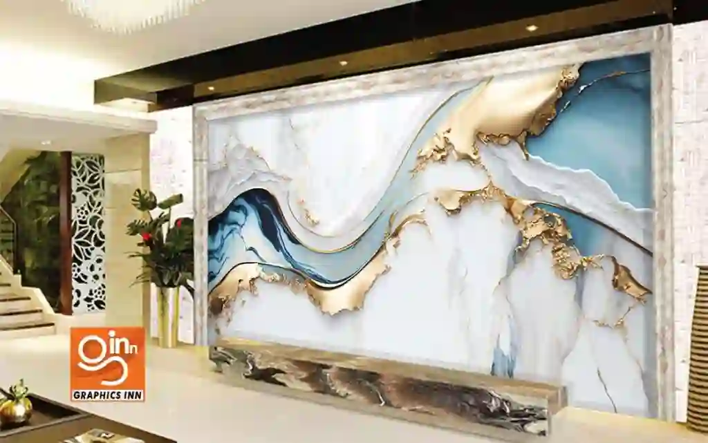 Elegant Blue and White Marble Texture Design Wallpaper 2 Side 18