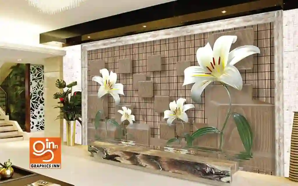 Stylish Free 3D Decor Wallpaper with Floral Design 2 Side 20
