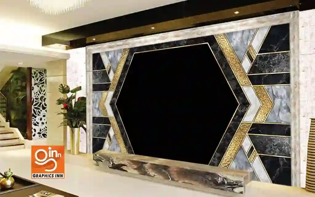 Minimalist Geometric Pattern Marble Mosaic with Blank Copy Space 3D Wallpaper 2 Side 23